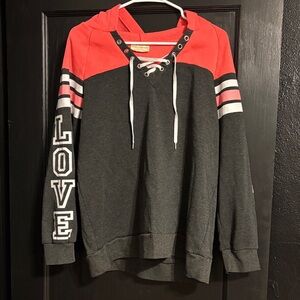 Bobbie Brooks Coral and Charcoal Lace-Up Top